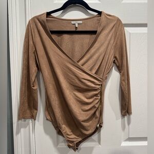 Charlotte Russe Tan Wrap Bodysuit